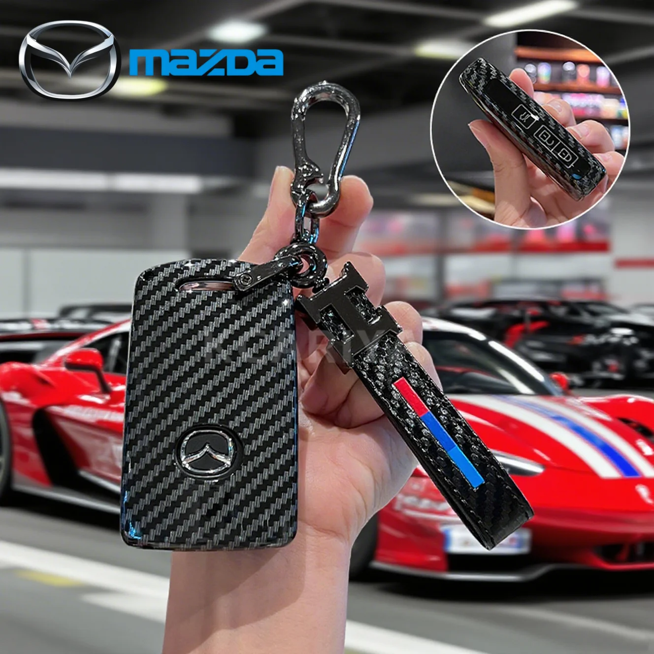 Carbon Fiber+Silicone Car Key Cover Case For Mazda 3 Alexa CX-30 CX30 CX5 CX 5 CX-5 CX8 CX9 CX4 2019 2020 Keychain Accessories