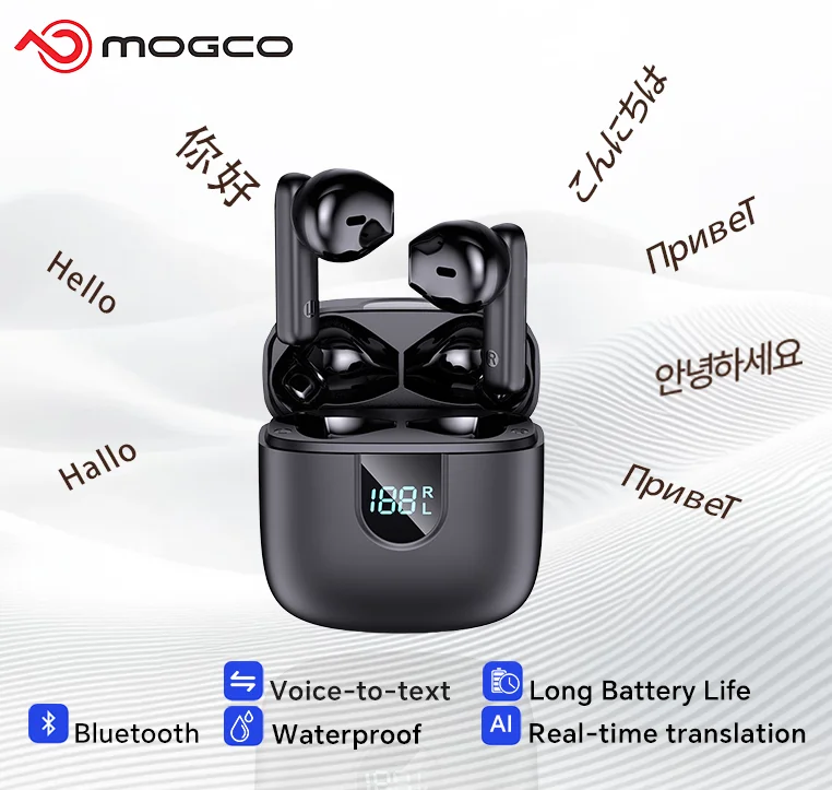 A18 AI Translator Earbuds 164 Languages BT5.4 Noise Cancellation HD Call Touch Control Waterproof