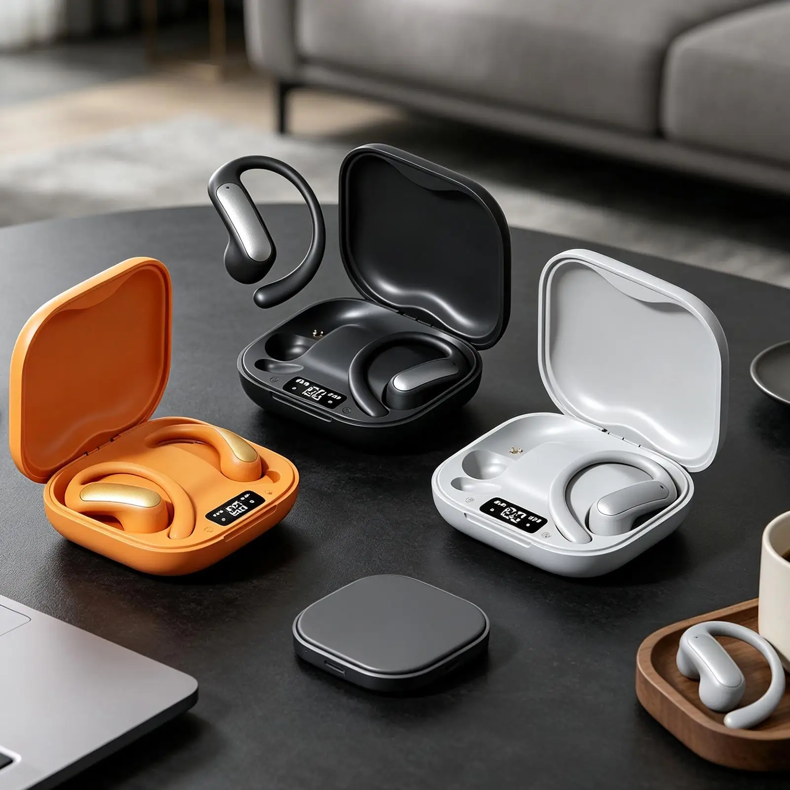 Translation Headphones Digital Display AI Open Ear Translator Earphones Wireless Meeting Translation Earbuds for School Travel